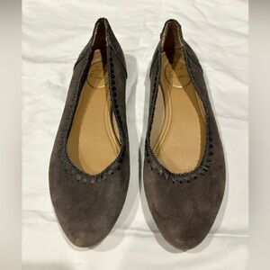 Jack Rogers Bordo taupe gray/brown Suede Leather Ballet Flats Sz 6.5 Jack